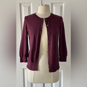 Ann Taylor LOFT Pima Cotton Cardigan Burgundy Size Small